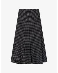 Whistles - Polka-Dot Flared Woven Midi Skirt - Lyst
