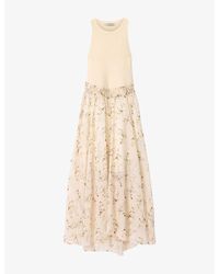AllSaints - Zenia Contrast-Skirt Knitted-Woven Maxi Dress - Lyst