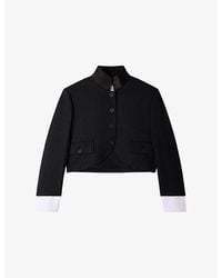 Sandro - Pinstriped Cropped Woven Jacket - Lyst