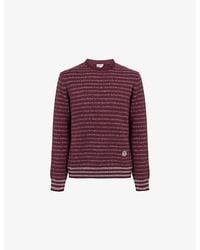 Loewe - Embroidered-Logo Striped Wool Blend Sweater - Lyst