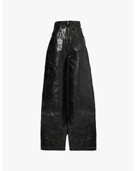 Rick Owens - Dirt Cooper Wax-Finish Wide-Leg High-Rise Denim Trousers - Lyst