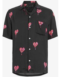 AllSaints - Ikuma Heart-print Relaxed-fit Woven Shirt - Lyst