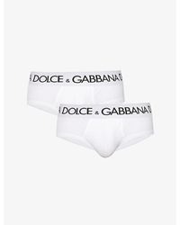 Dolce & Gabbana - Pack Of Two Logo-waistband Low-rise Stretch-cotton Briefs Xx - Lyst