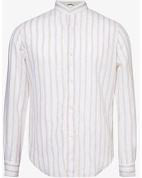 Eleventy - Mandarin-collar Regular-fit Linen Shirt X - Lyst