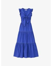 Ro&zo - Sleeveless Tie-Front Cotton-Poplin Maxi Dress - Lyst