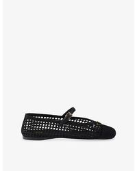 Prada - Triangle-Logo Crochet Ballerina Flats - Lyst