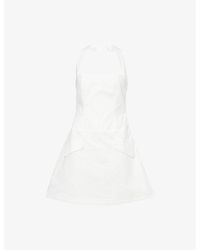 Amy Lynn - Halterneck Flared Cotton-Poplin Mini Dress - Lyst