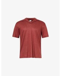 Eleventy - Open-Collar Short-Sleeve Linen Polo Top - Lyst
