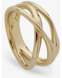 Monica Vinader - Nura Cross Over 18ct Yellow Gold-plated Vermeil Recycled Sterling-silver Ring - Lyst