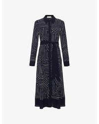 Phase Eight - Charlotte Geometric-Print Woven Midi Dress - Lyst
