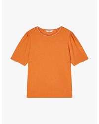 LK Bennett - Lizzie Embroidered-trim Cotton-jersey T-shirt X - Lyst