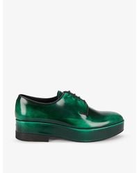 Prada - Brushed Laced Leather Derby Shoes - Lyst