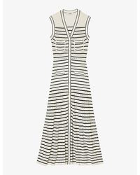 Sandro - Stripe-pattern Sleeveless Woven Maxi Dress - Lyst