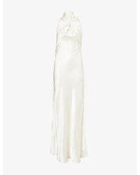 The Attico - Halterneck Open-Back Satin Maxi Dress - Lyst