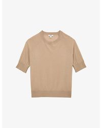 Reiss - Suzzie Funnel-Neck Merino-Wool T-Shirt - Lyst