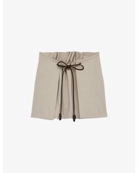 Loewe - Gathered Tie-Belt Cotton-Silk Woven Mini Skirt - Lyst