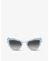 Swarovski - Sk7011 Cat-eye Gem-embellished Metal Sunglasses - Lyst