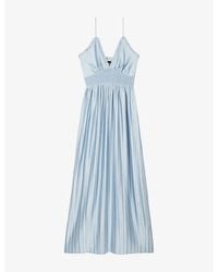 The Kooples - V-Neck Shirred-Waist Woven Maxi Dress - Lyst