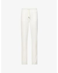 Juicy Couture - Logo-embroidered Straight-leg High-rise Velour Trouser - Lyst