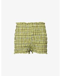 Amy Lynn - Danica Plaid Shirred Woven Shorts - Lyst