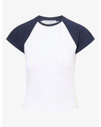 GOOD AMERICAN - Short-Sleeve Raglan-Sleeve Cotton-Jersey T-Shirt - Lyst