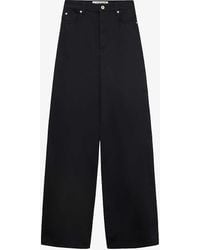 Loewe - High-rise Wide-leg Brand-patch Jeans - Lyst