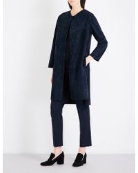 Max Mara Ladies Luxury Stegola Suede Coat - Blue