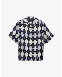 Prada - Argyle-patterned Relaxed-fit Silk-twill Shirt X - Lyst