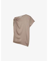 Reiss - Kezia Draped One-Shoulder Satin Top - Lyst