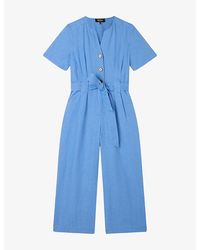 Whistles - Fiona Short-Sleeved Linen Jumpsuit - Lyst