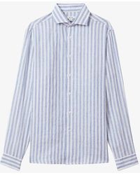 Reiss - Ruban Cutaway-collar Striped Linen Shirt X - Lyst