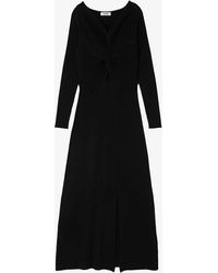 Sandro - Bowy Long-sleeve Cable-knit Wool And Cashmere-blend Midi Dress - Lyst