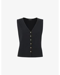 Whistles - V-Neck Ribbed-Knit Stretch-Cotton Tank Top - Lyst