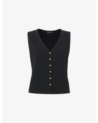 Whistles - V-Neck Ribbed-Knit Stretch-Cotton Tank Top - Lyst