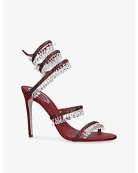 Rene Caovilla - Chandelier 105 Crystal-Embellished Satin Heeled Sandals - Lyst