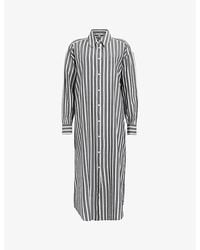 AllSaints - Ani Stripe-print Relaxed-fit Organic-cotton Maxi Shirt Dress - Lyst