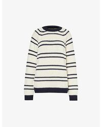 Miu Miu - Striped Oversized Cotton And Cashmere-blend Knitted Jumper - Lyst