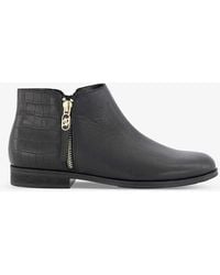 Dune - Pond Crocodile-embossed Leather Ankle Boots - Lyst