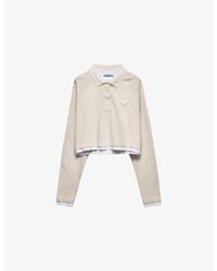 Prada - Triangle-Patch Long-Sleeve Piqué Cotton-Jersey Polo Shirt - Lyst