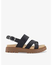 Timberland - Clairemont Logo-debossed Leather Sandals - Lyst