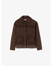 Sandro - Studded-Hem Side-Pocket Suede Jacket - Lyst