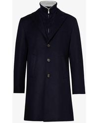 Eleventy - Vy Funnel-neck Notched-lapel Regular-fit Wool And Cashmere-blend Coat - Lyst