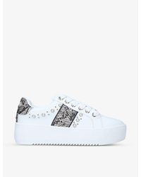 KG by Kurt Geiger Womens White Lighter Snakeskin-embossed Low-top Faux-leather Sneakers 6