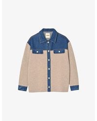 Sandro - Contrast-Panel Knitted Denim Jacket - Lyst