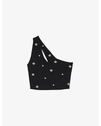 Sandro - One-shoulder Cropped Knitted Top - Lyst