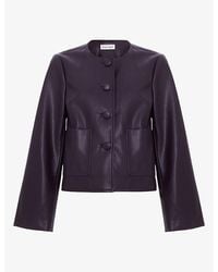 Phase Eight - Malina Collarless Button-Down Faux-Leather Jacket - Lyst
