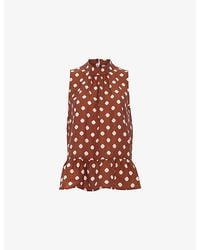 Phase Eight - Indie Polka-Dot Linen-Blend Blouse - Lyst