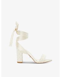 Dune - Melodies Crystal-Embellished Tie-Strap Satin Heeled Sandals - Lyst