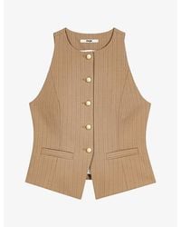 Maje - Striped Sleeveless Wool-Blend Waistcoat - Lyst