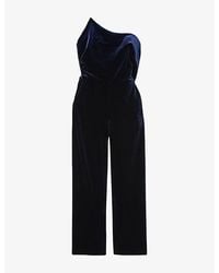 Reiss - Dasha Structured Strapless Stretch-Velvet Jumpsuit - Lyst